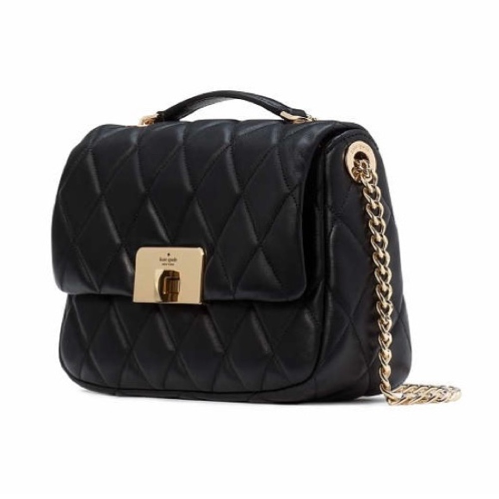 KATE SPADE Carey quilted small flap chain crossbody bag🖤🖤 - Picture 3 of 9